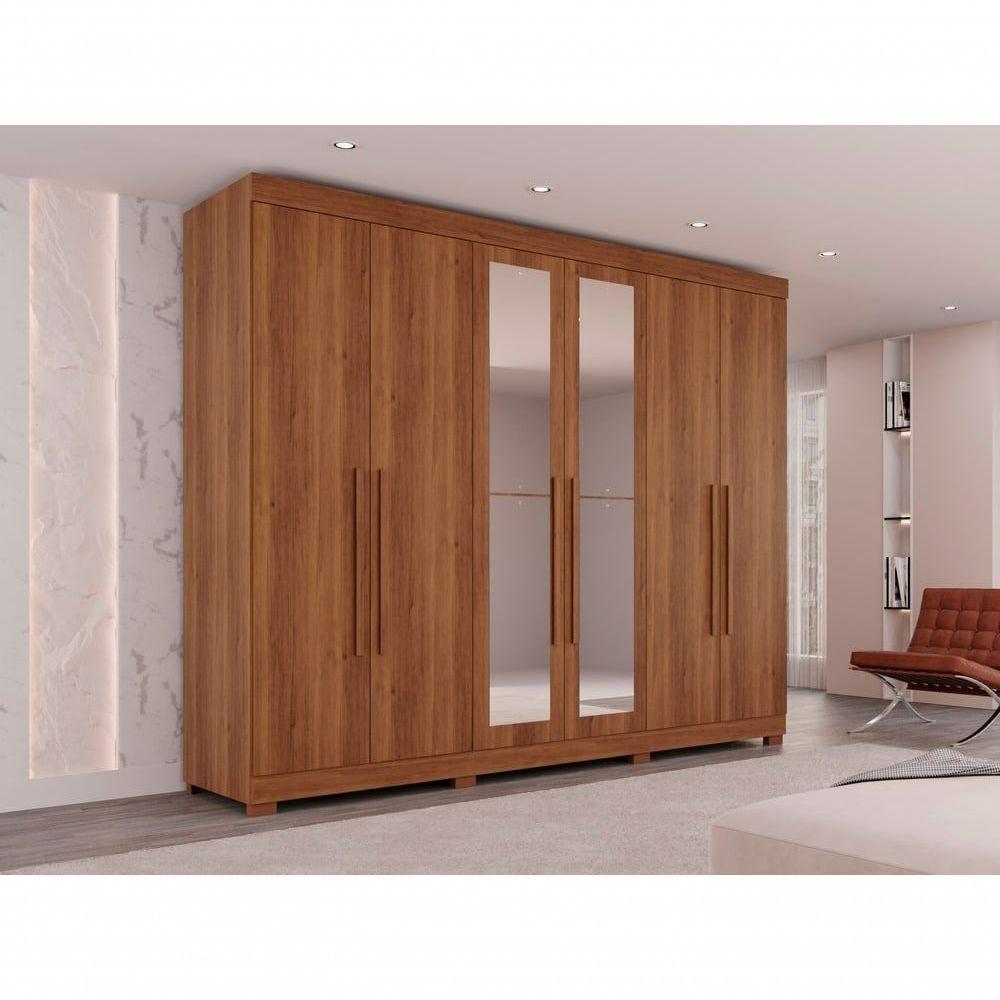 Guarda-roupa Casal 6 Portas 6 Gavetas Com Espelho órion Premium Salleto Cinamomo - 8