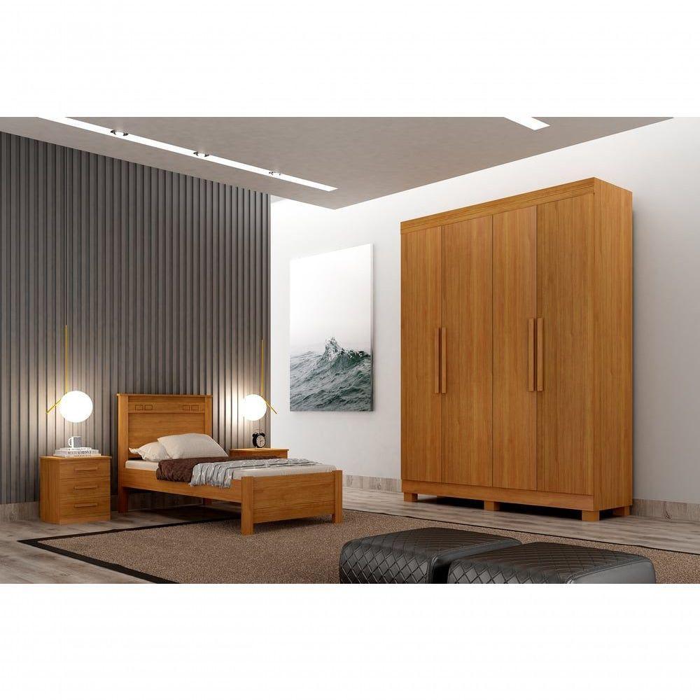 Guarda Roupa Solteiro 4 Portas 2 Gavetas Canadá S/ Espelho Com Pés - Leifer Cinamomo - 2