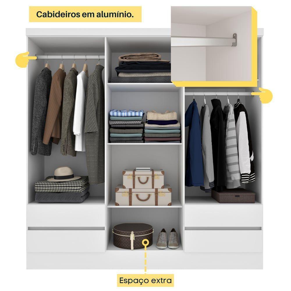 Guarda- Roupa Casal 6 Portas 4 Gavetas Com 8 Pés Oregon - Tcil Neve - 7