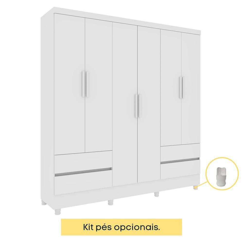 Guarda- Roupa Casal 6 Portas 4 Gavetas Com 8 Pés Oregon - Tcil Neve - 9