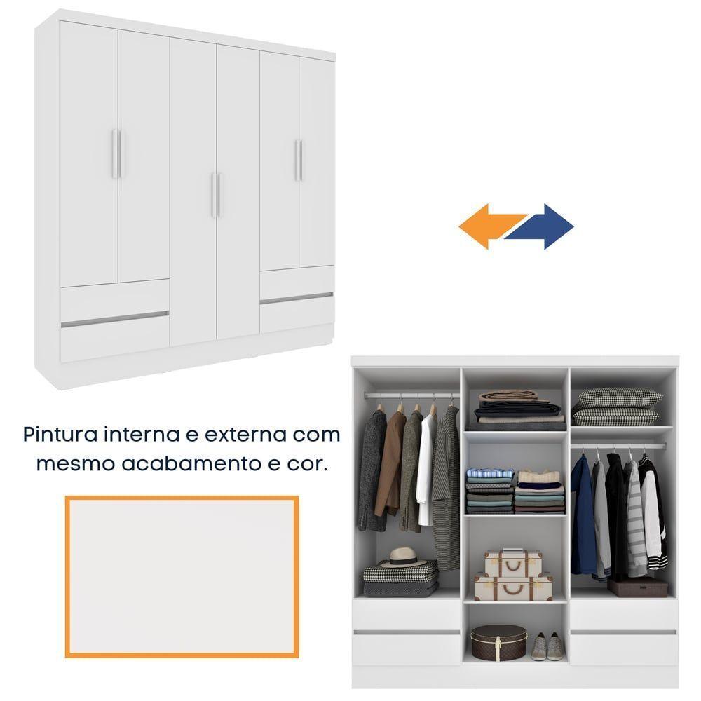 Guarda- Roupa Casal 6 Portas 4 Gavetas Com 8 Pés Oregon - Tcil Neve - 10