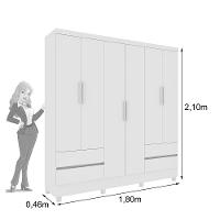 Guarda- Roupa Casal 6 Portas 4 Gavetas Com 8 Pés Oregon - Tcil Neve - 2