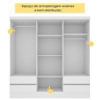 Guarda- Roupa Casal 6 Portas 4 Gavetas Com 8 Pés Oregon - Tcil Neve - 5