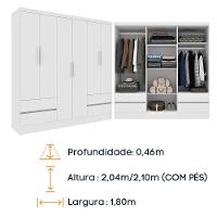 Guarda- Roupa Casal 6 Portas 4 Gavetas Com 8 Pés Oregon - Tcil Neve - 8