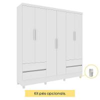 Guarda- Roupa Casal 6 Portas 4 Gavetas Com 8 Pés Oregon - Tcil Neve - 9