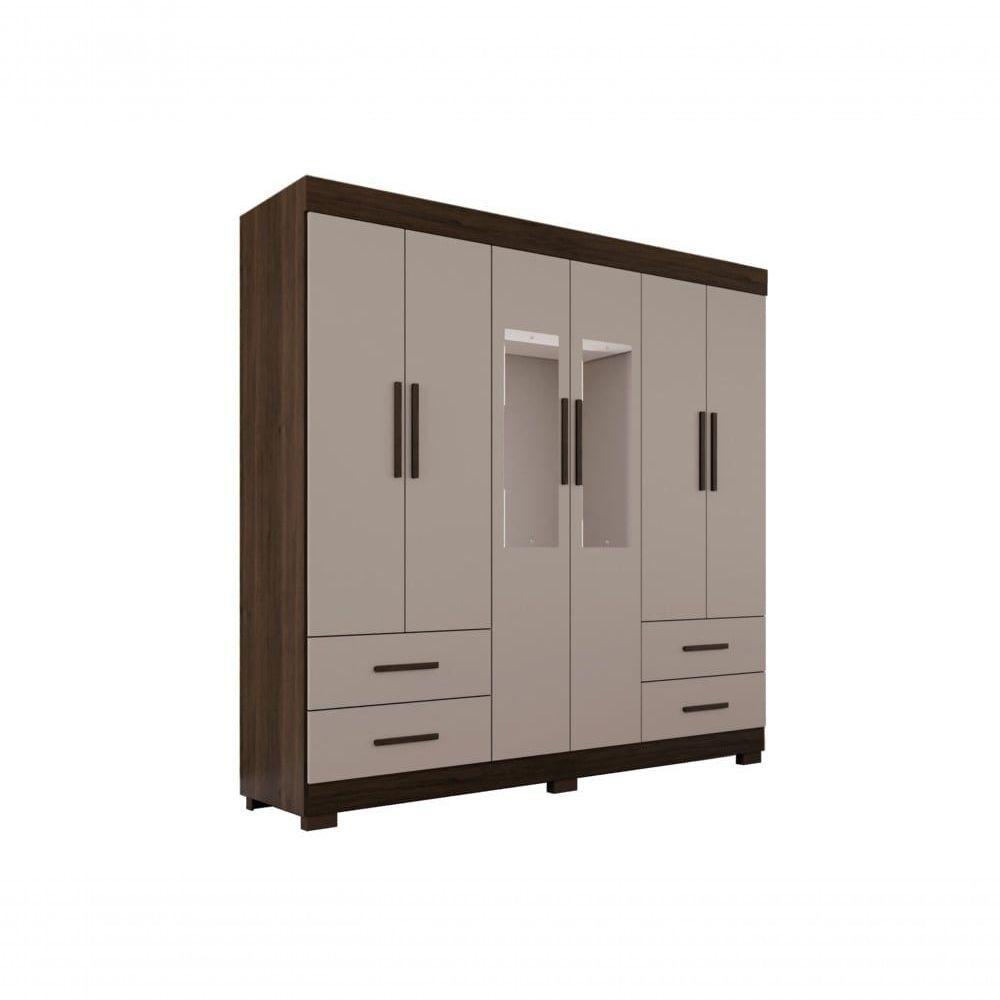 Guarda Roupas Casal Texas 6 Portas 4 Gavetas Sem Espelho Salleto Savana/off White - 1