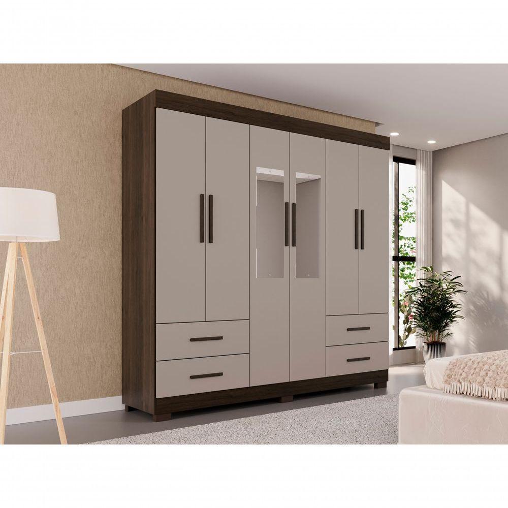 Guarda Roupas Casal Texas 6 Portas 4 Gavetas Sem Espelho Salleto Savana/off White - 7