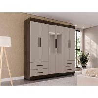 Guarda Roupas Casal Texas 6 Portas 4 Gavetas Sem Espelho Salleto Savana/off White - 7