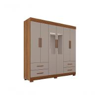 Guarda Roupas Casal Texas 6 Portas 4 Gavetas Com Espelho Salleto Cinamomo/off White - 1