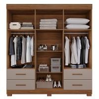 Guarda Roupas Casal Texas 6 Portas 4 Gavetas Com Espelho Salleto Cinamomo/off White - 2