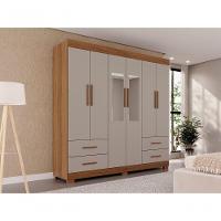 Guarda Roupas Casal Texas 6 Portas 4 Gavetas Com Espelho Salleto Cinamomo/off White - 8