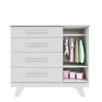 Cômoda 1 Porta 4 Gavetas Retrô - Moveis Peroba Branco Brilho - 2