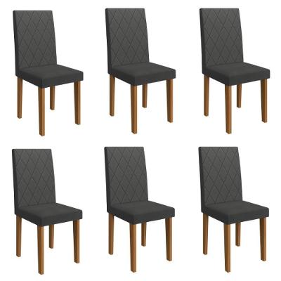Kit 6 Cadeiras De Jantar Estofadas 43,5cm Multimóveis CR50220 Grafite