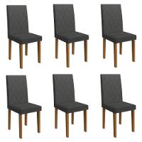 Kit 6 Cadeiras De Jantar Estofadas 43,5cm Multimóveis CR50220 Grafite - 1