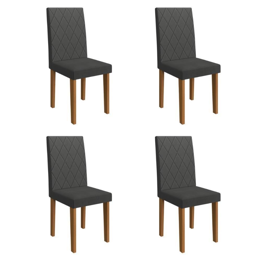 Kit 4 Cadeiras De Jantar Estofadas 43,5cm Multimóveis CR50219 Grafite - 1