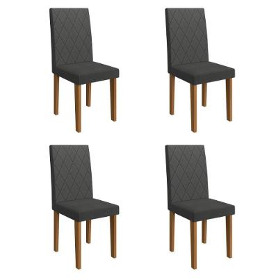 Kit 4 Cadeiras De Jantar Estofadas 43,5cm Multimóveis CR50219 Grafite