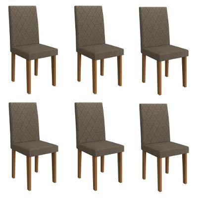 Kit 6 Cadeiras De Jantar Estofadas 43,5cm Multimóveis CR50220 Cacau