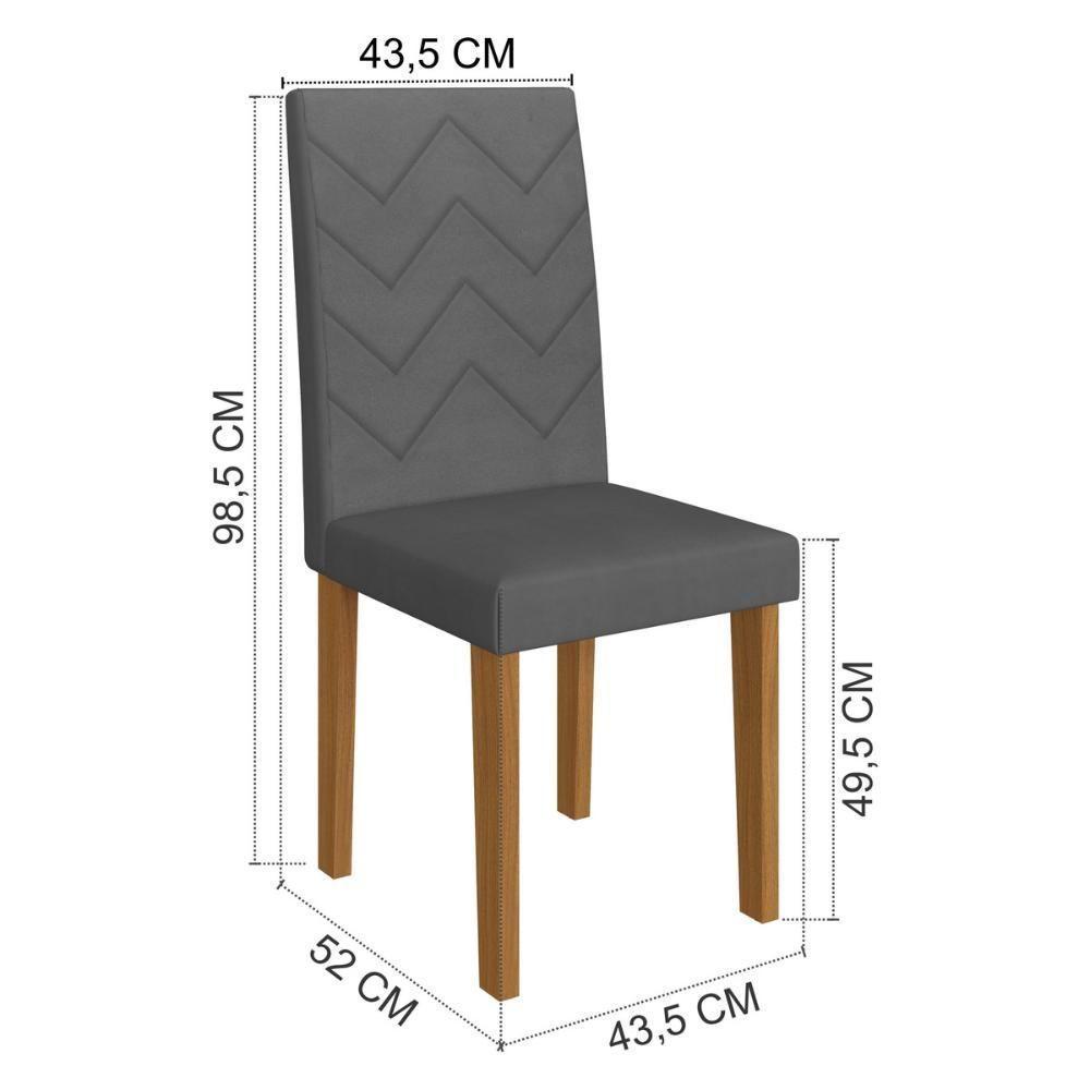 Kit 4 Cadeiras De Jantar Estofadas 43,5cm Multimóveis CR50217 Grafite - 2