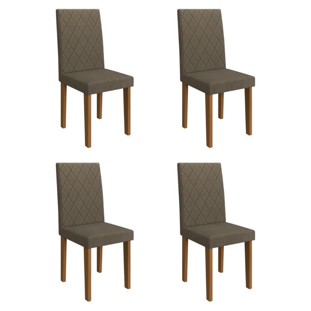 Kit 4 Cadeiras De Jantar Estofadas 43,5cm Multimóveis CR50219 Cacau - 1