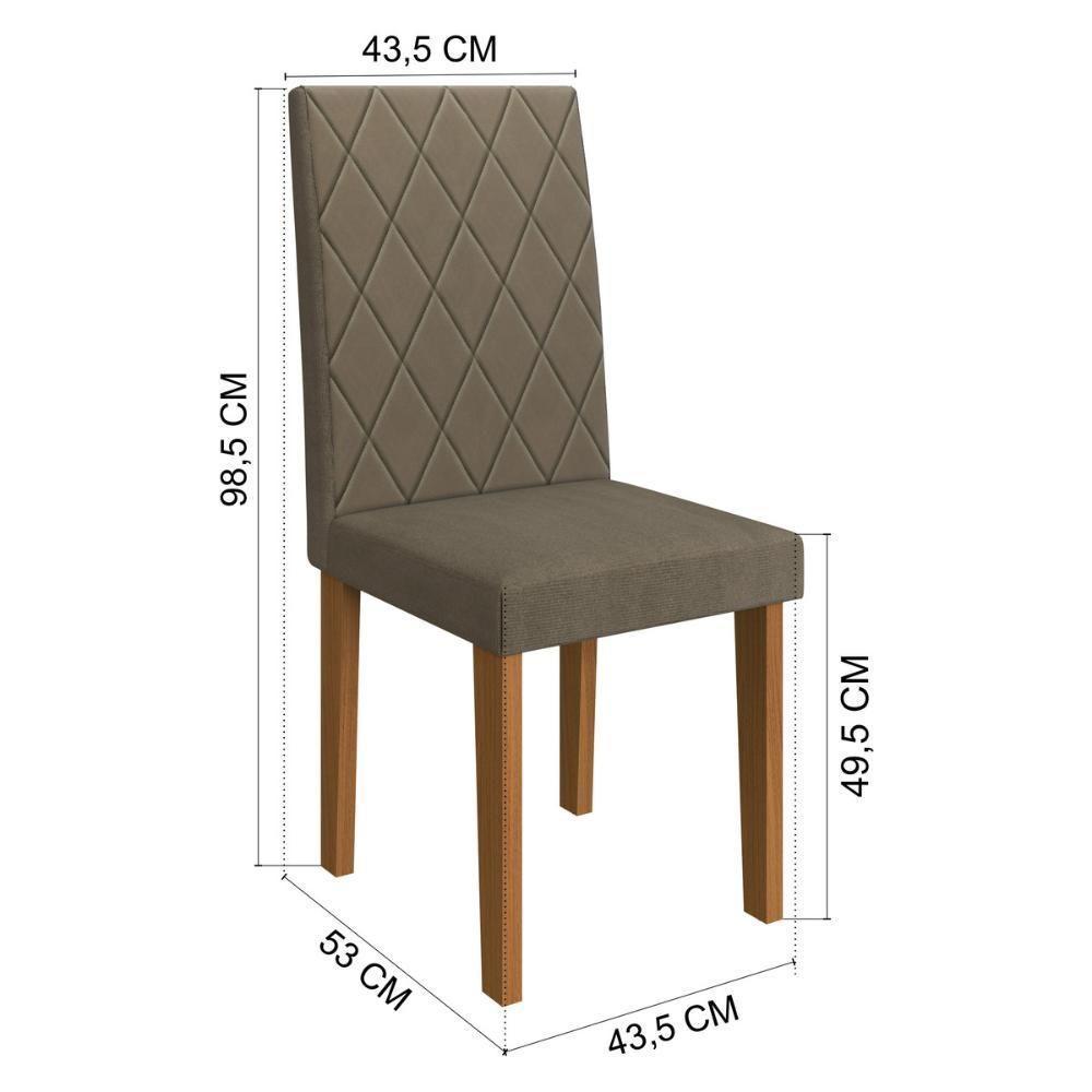 Kit 4 Cadeiras De Jantar Estofadas 43,5cm Multimóveis CR50219 Cacau - 2