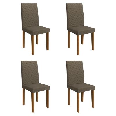 Kit 4 Cadeiras De Jantar Estofadas 43,5cm Multimóveis CR50219 Cacau