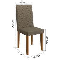 Kit 4 Cadeiras De Jantar Estofadas 43,5cm Multimóveis CR50219 Cacau - 2