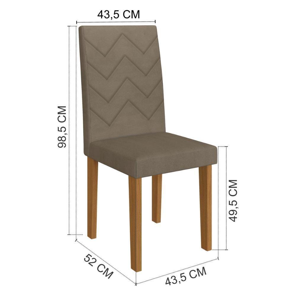 Kit 4 Cadeiras De Jantar Estofadas 43,5cm Multimóveis CR50217 Cacau - 2