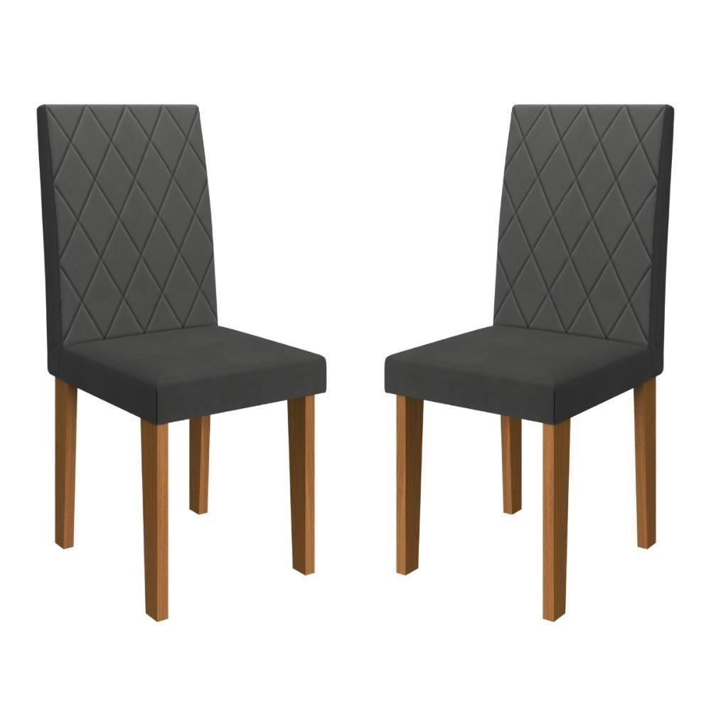 Kit 2 Cadeiras De Jantar Estofadas 43,5cm Multimóveis CR50216 Grafite - 1