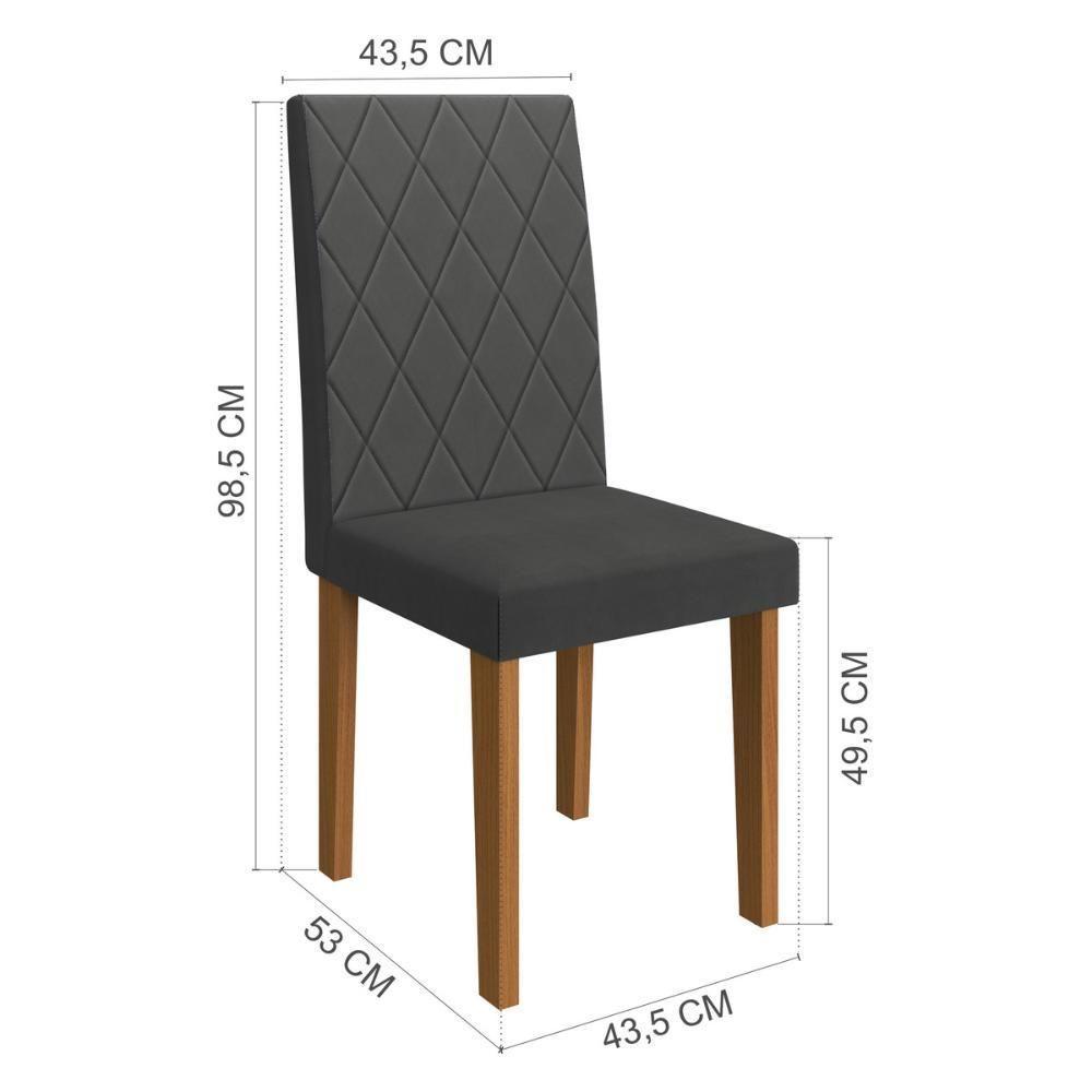 Kit 2 Cadeiras De Jantar Estofadas 43,5cm Multimóveis CR50216 Grafite - 2