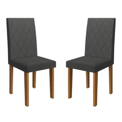 Kit 2 Cadeiras De Jantar Estofadas 43,5cm Multimóveis CR50216 Grafite