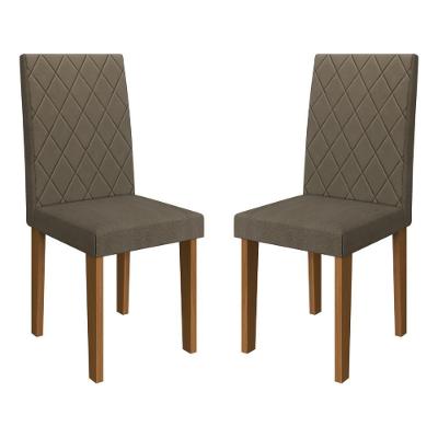 Kit 2 Cadeiras De Jantar Estofadas 43,5cm Multimóveis CR50216 Cacau