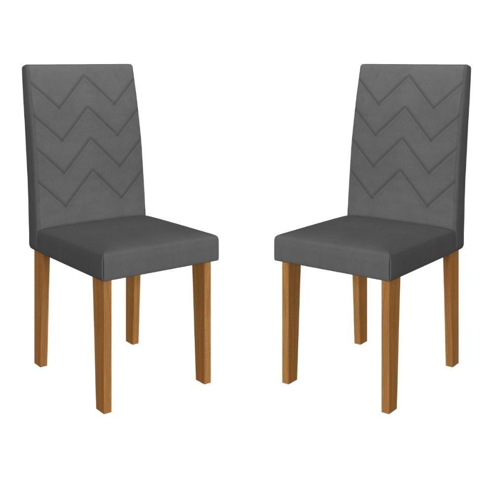 Kit 2 Cadeiras De Jantar Estofadas 43,5cm Multimóveis CR50215 Grafite - 1