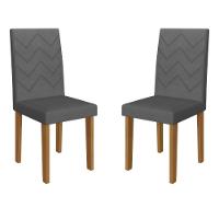 Kit 2 Cadeiras De Jantar Estofadas 43,5cm Multimóveis CR50215 Grafite - 1