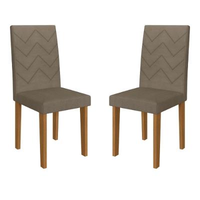 Kit 2 Cadeiras De Jantar Estofadas 43,5cm Multimóveis CR50215 Cacau