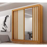 Guarda-roupa Solteiro Mdf 2 Portas De Correr 2 Gavetas Com Espelho Milano Leifer Móveis Cinamomo/off White - 5