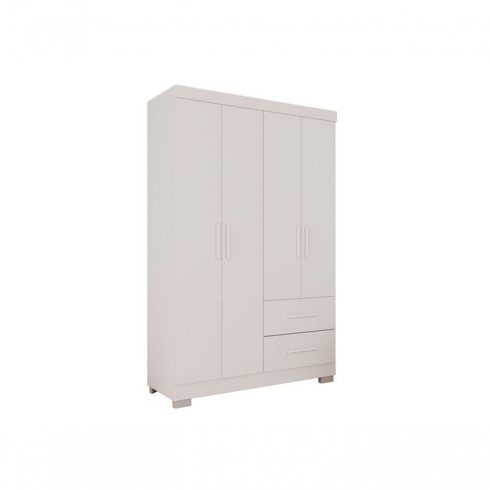 Guarda-roupa Solteiro 4 Portas 2 Gavetas Estrela Premium Salleto Branco - 1