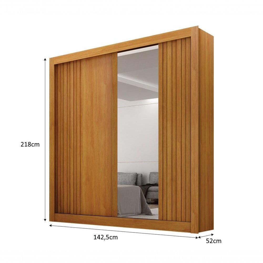Guarda-roupa Solteiro Mdf 2 Portas De Correr 2 Gavetas Com Espelho Milano Leifer Móveis Cinamomo - 2