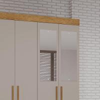 Guarda-roupa Solteiro 4 Portas 2 Gavetas Estrela Premium Com Espelho Salleto Cinamomo/off White - 5