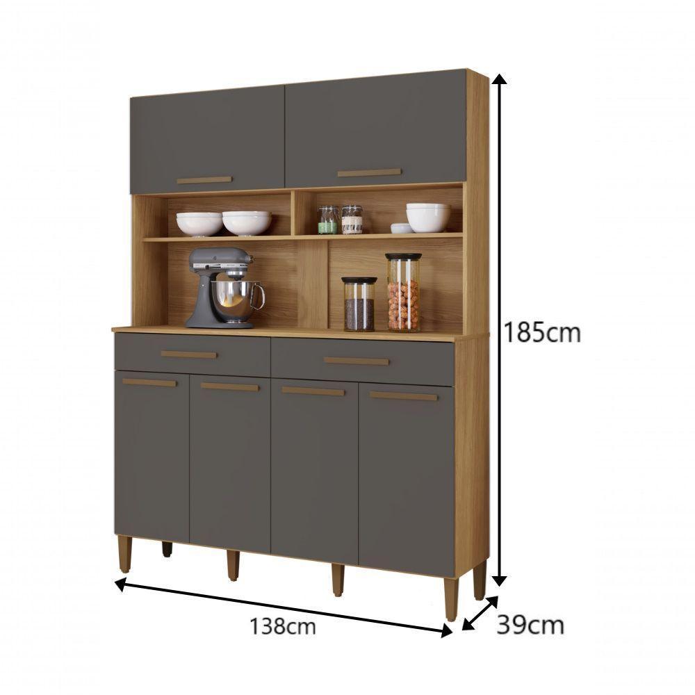 Kit Italia 6 Portas 2 Gavetas 6 Estantes Arte Moveis Cinamomo-grafite - 2