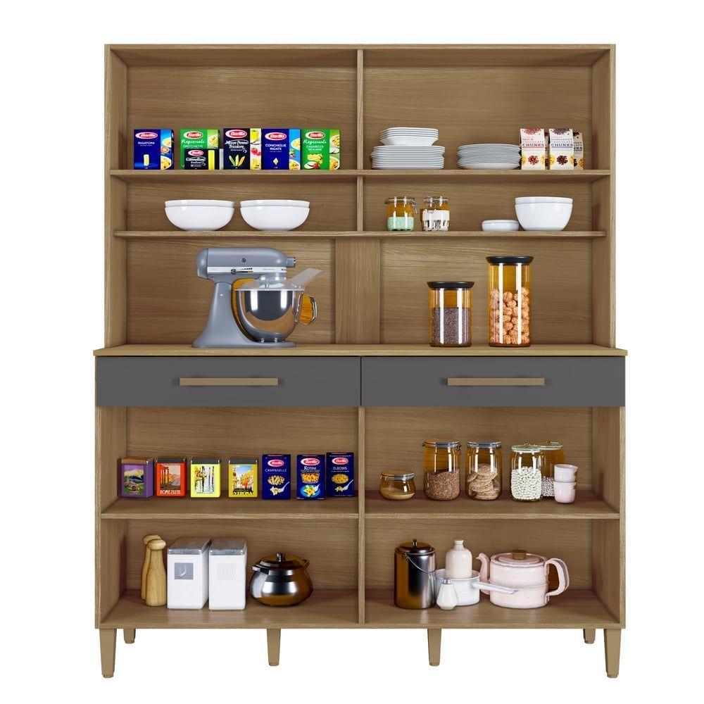 Kit Italia 6 Portas 2 Gavetas 6 Estantes Arte Moveis Cinamomo-grafite - 3