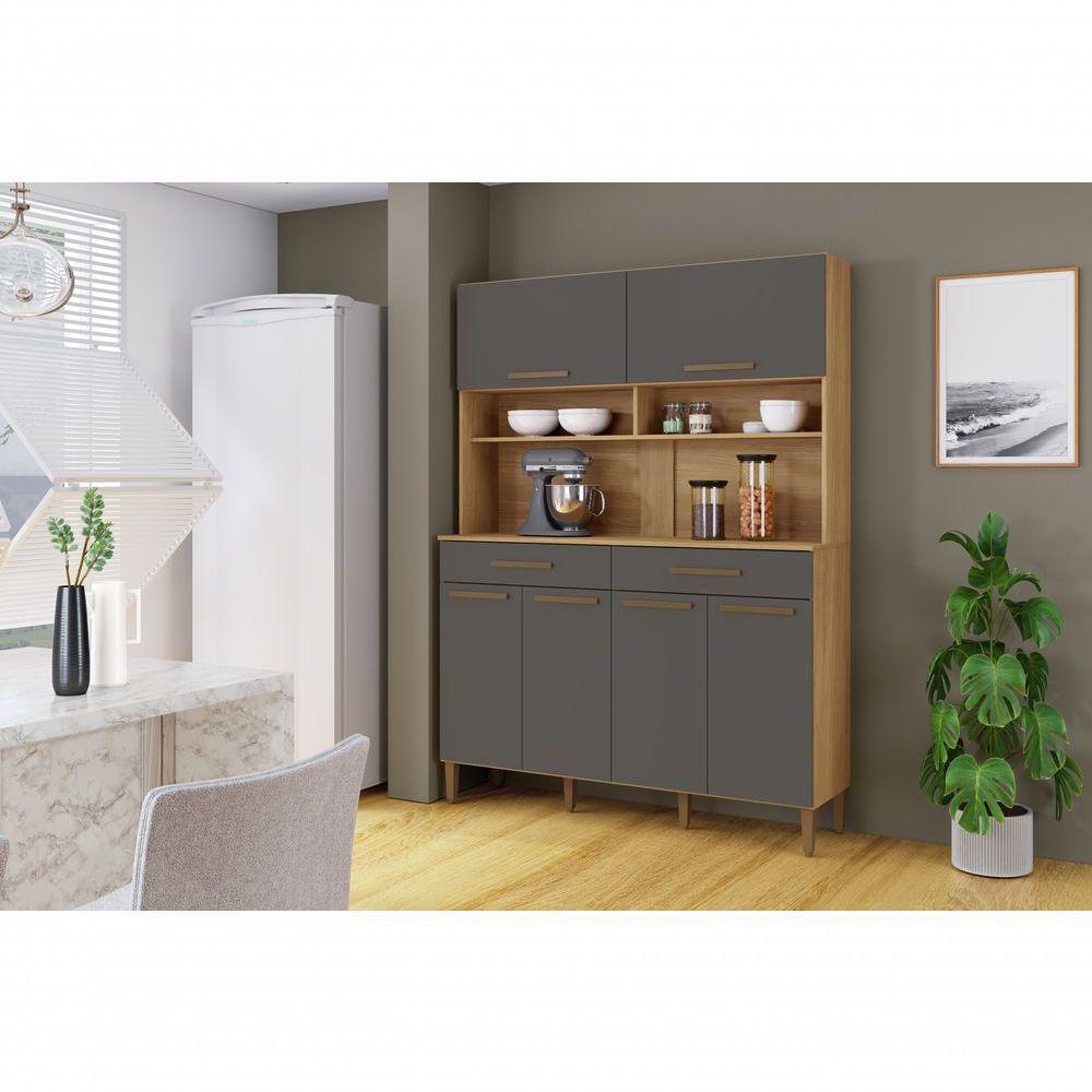 Kit Italia 6 Portas 2 Gavetas 6 Estantes Arte Moveis Cinamomo-grafite - 4