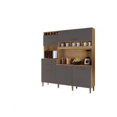 Kit França 5 Portas 2 Gavetas 5 Prateleiras 5 Garrafeiros Arte Moveis Cinamomo-grafite