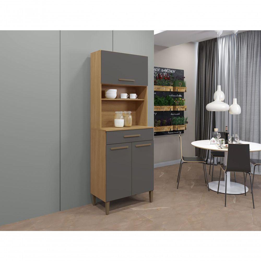 Kit Cozinha Itália 03 Portas E 01 Gaveta Arte Móveis Cinamomo-grafite - 3