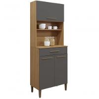 Kit Cozinha Itália 03 Portas E 01 Gaveta Arte Móveis Cinamomo-grafite - 1