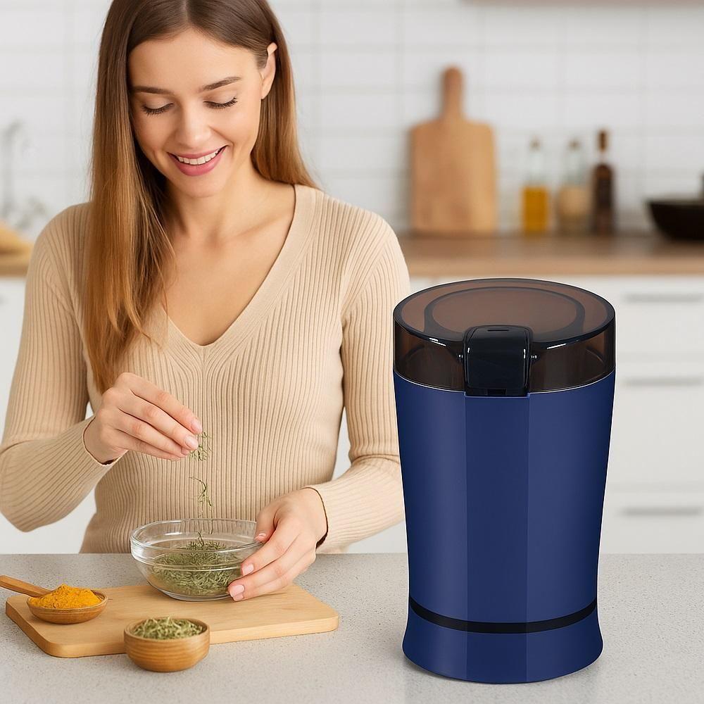 Moedor Triturador Domestico Portatil Alimentos Secos Lamina Inox Cafe Especiarias Luxo 110v Azul - 4