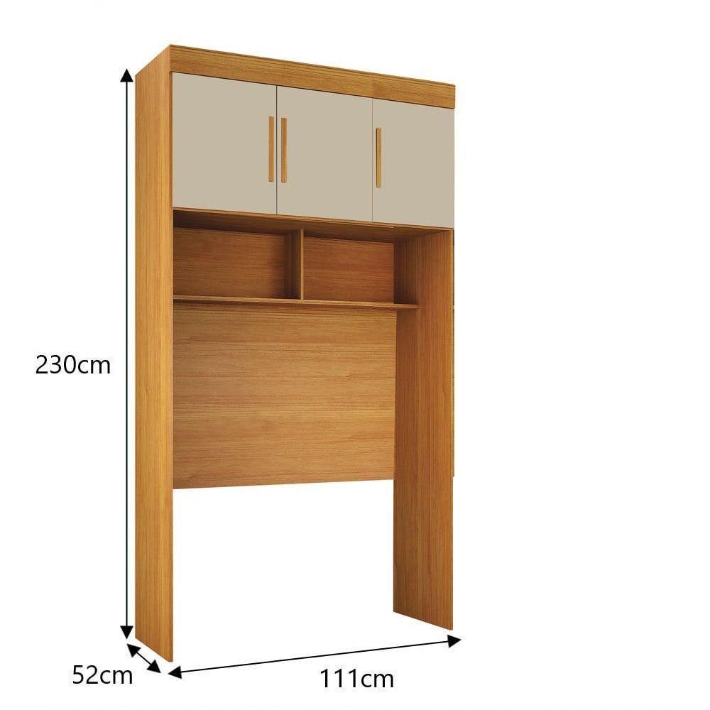 Modulado Aero Solteiro 3 Portas Orion - Leifer Móveis Cinamomo-off White - 3