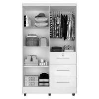 Guarda Roupas Solteiro 4 Portas 3 Gavetas Tokio Branco / Branco Lilás Flex Branco - 3
