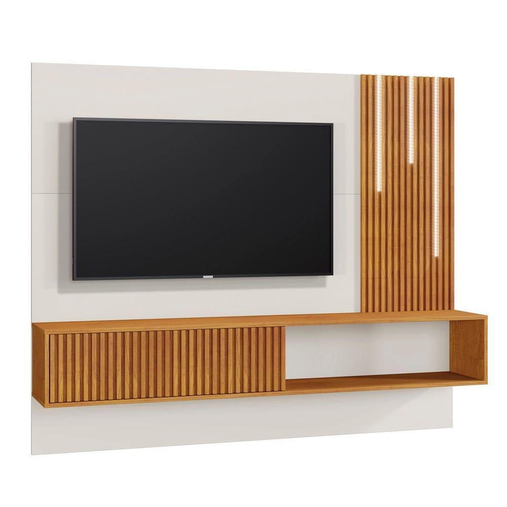 Painel Roma Ripado C-led Cascata Para Tv Até 55 Polegadas Mavaular Naturalle-off White - 1