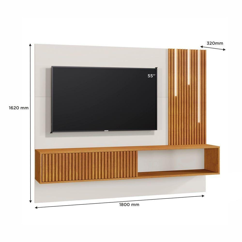 Painel Roma Ripado C-led Cascata Para Tv Até 55 Polegadas Mavaular Naturalle-off White - 2
