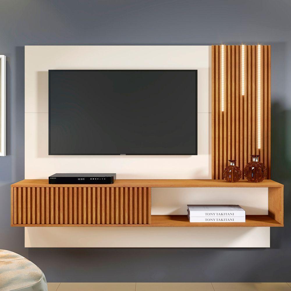 Painel Roma Ripado C-led Cascata Para Tv Até 55 Polegadas Mavaular Naturalle-off White - 3